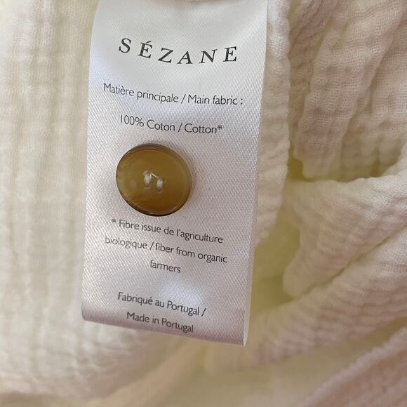 Sezane Laurine Womens Gauzy Cotton Boxy Button Shirt Short Sleeves Size 36 - Picture 5 of 7